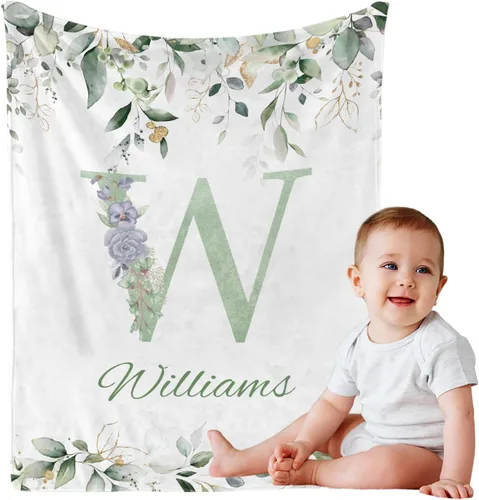 Miniatura 15 de Manta de bebé personalizada con nombre, manta personalizada con nombre floral para niñas pequeñas, mantas de franela suave, regalo conmemorativo 01