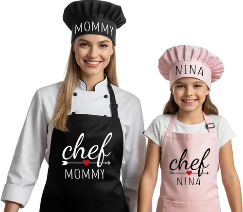 Delantal personalizado para niños para cocinar, delantal para niños pequeños para niñas y niños, delantales de chef para mujeres, regalo de Navidad