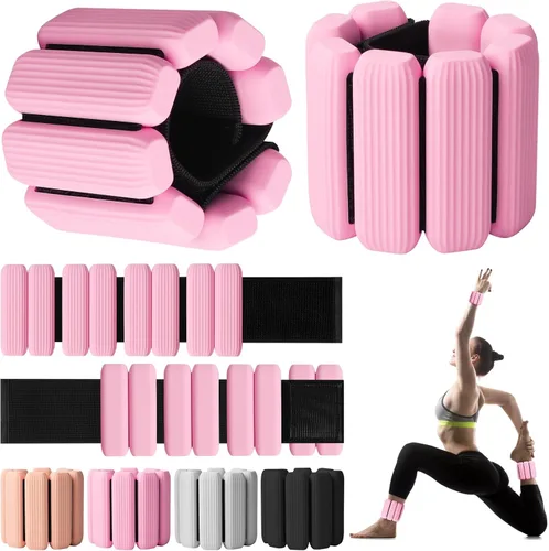Miniatura 9 de Pesas de muñeca, paquete de 2 pesas ajustables para muñeca y tobillo para mujeres/hombres, brazaletes de muñeca de silicona para caminar, yoga