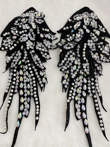 Miniatura 2 de Hecho a mano de 18 colores para coser diamantes de imitación de perlas de encaje apliques de perlas para coser a mano, parches para accesorios