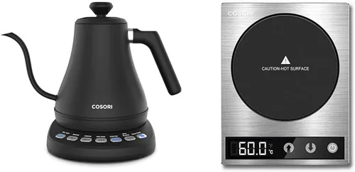 Miniatura 8 de COSORI Hervidor eléctrico de cuello de cisne inteligente Bluetooth con control de temperatura variable, negro y cafetera para verter sobre con acero