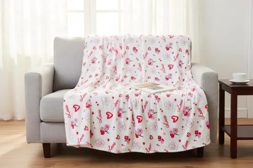 Miniatura 19 de Manta de forro polar suave para primavera de niñas y niños: bebés, pollitos, pájaros, flores en suave y acogedor amarillo, verde, rosa sobre fondo
