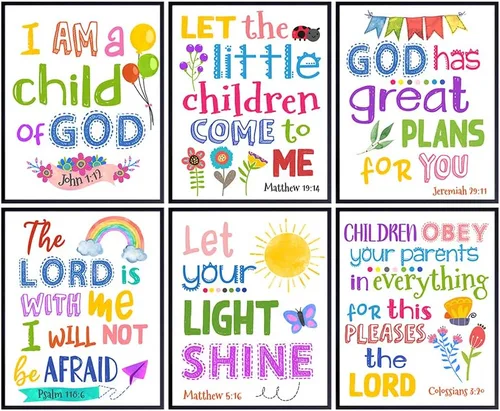 Arte de pared con versículo bíblico, arte de pared de las Escrituras, obra de arte cristiana para niños, dormitorio de niñas, regalos religiosos