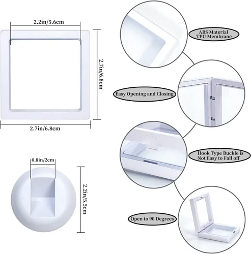 Miniatura 2 de KMOTASUO vitrina flotante 3D, película transparente 3D flotante para monedas de desafío, medallones AA, piedras de fósiles de joyería, 2.75 x 2.75 x