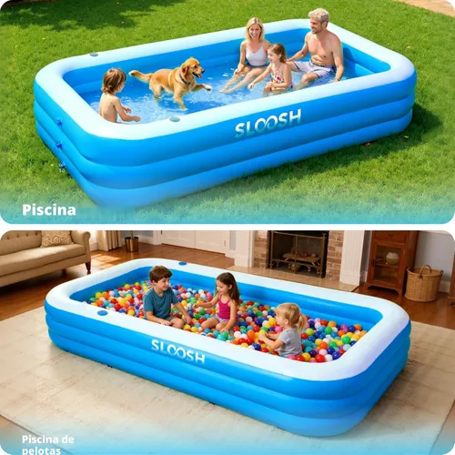 Miniatura 6 de SLOOSH - Alberca inflable para adultos con asientos, de 120 pulgadas x 72 pulgadas x 22 pulgadas, de tamaño completo, resistente, gruesa, por encima