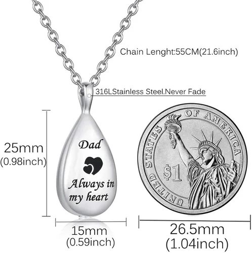 Miniatura 2 de GLDZ Collar de urna de cremación para cenizas, urna de cenizas, colgante conmemorativo con kit de relleno