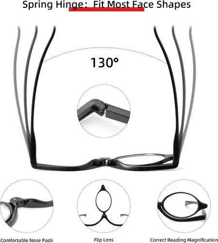 Miniatura 4 de JM 2 pares de anteojos de lectura de maquillaje con aumento abatible para mujeres +1.0