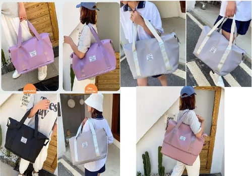Miniatura 6 de Bolsa de lona de viaje, Bolsa de gimnasio deportiva, Bolsa de hombro para fin de semana, Púrpura, Matata Bolsa de viaje de viaje, bolsa de gimnasio