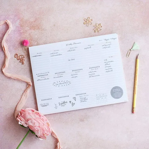 Miniatura 2 de Peachly Bloc de notas de planificador semanal de escritorio, 60 páginas sin fecha, programa listas de tareas diarias, aumenta tu productividad