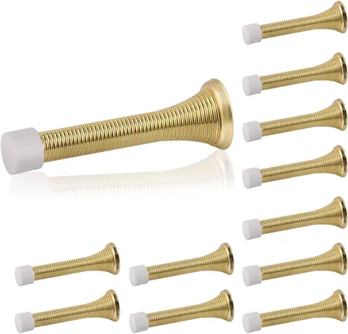 Miniatura 9 de HOMOTEK Paquete de 30 topes de puerta de resorte con parachoques de goma níquel satinado de 3-1/8 pulgadas, resorte flexible resistente, tope