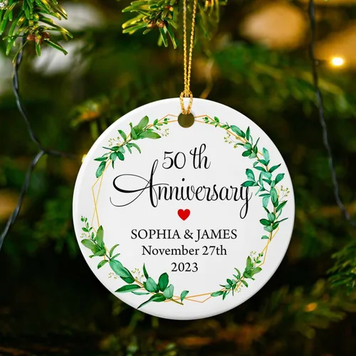 Miniatura 5 de Adorno de 50 aniversario de boda, adornos personalizados de feliz aniversario, regalo para mamá, papá, abuelos, 50 años como Mr & Mrs 2026, adorno