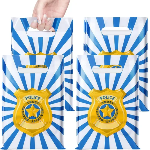 Silkfly 100 bolsas de recuerdo de fiesta de policía, suministros de fiesta de cumpleaños de policía, regalo de oficial de policía, bolsas de