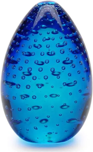 Miniatura 6 de Ca D Oro - Vaso de huevo grande pisapapeles con burbujas soplado a mano estilo Murano para escritorio, decoración y colecciones Huevo ámbar