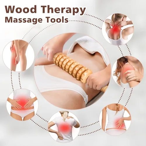 Miniatura 3 de JUANWAN Herramientas de masaje de terapia de madera 12 en 1, masajeador de drenaje linfático, masaje de madera, herramientas de escultura corporal