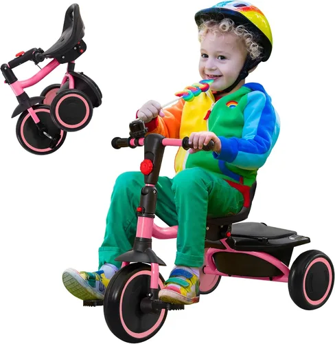 Miniatura 10 de Triciclo para niños pequeños, triciclo para niños con campana, triciclo plegable para niños de 18 meses a 5 años, triciclo de bebé con asiento Azul