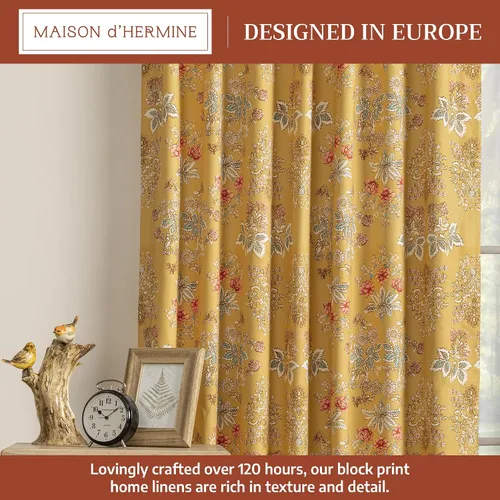 Miniatura 2 de Maison d' Hermine - Cortinas de 100% algodón, dos paneles, con filtro de luz, para sala de estar, dormitorio, con varilla y bolsillos de presillas