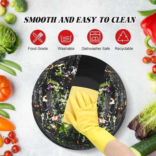 Miniatura 5 de GEHE - Juego de ensaladera de fibra de bambú con utensilios para servir - Grande de 9.8 pulgadas, recipientes para mezclar de bambú sólido
