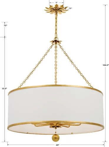 Miniatura 6 de Crystorama Broche - Candelabro de 8 luces de oro antiguo, lámpara de techo - Candelabros para pasillo, sala de estar, vestíbulo, granja - Candelabro