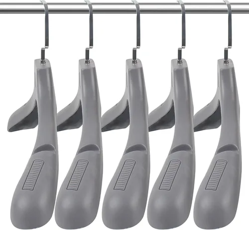 Miniatura 10 de DEDU Perchas de traje para hombres, paquete de 40 perchas extra anchas antideslizantes de ancho 17.7 pulgadas, perchas de plástico grueso negro