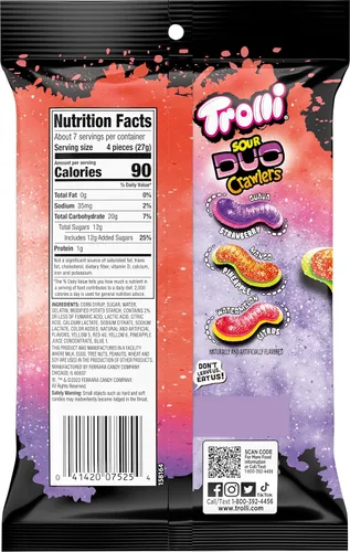 Miniatura 2 de Trolli Sour Brite Duo Crawlers Candy, bolsa de 6.3 onzas