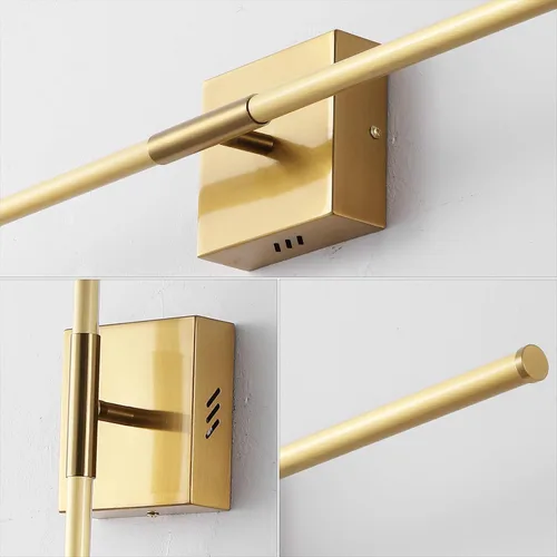 Miniatura 7 de JONATHAN Y Aplique de pared LED integrado de latón dorado de 28 pulgadas, luz de tocador de metal para espejo de baño, dormitorio, pasillo, elegante
