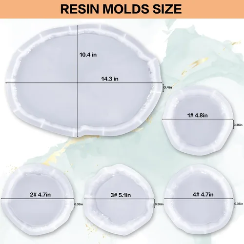 Miniatura 2 de Moldes ovalados de resina, moldes de bandeja de silicona grandes con 4 moldes de silicona para fundición de resina epoxi, manualidades de resina