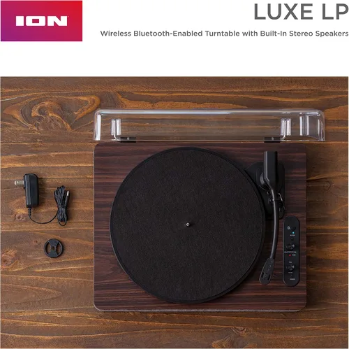 Miniatura 14 de ION Audio Luxe LP - Reproductor de discos de vinilo Bluetooth con altavoces, conversión USB, placa de tamaño completo, parada automática, salida