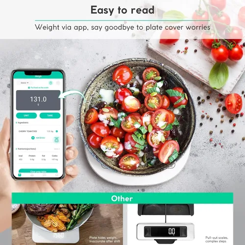 Miniatura 3 de Arboleaf Smart Food - Báscula de cocina digital de 22 libras con calculadora nutricional, recargable por USB, pesaje inteligente con aplicación