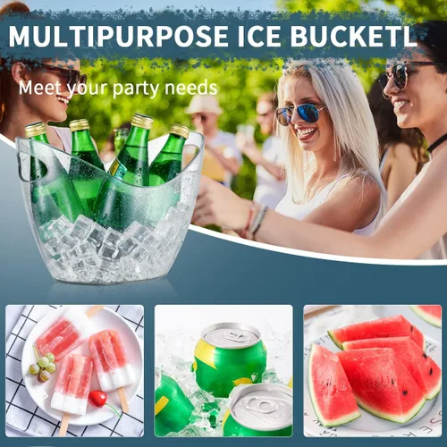 Miniatura 7 de Cubo de hielo para fiestas o bares, bañera de plástico transparente de 3.5 litros, perfecto para 2 botellas de champán/cerveza/vino o bebidas. Cubo