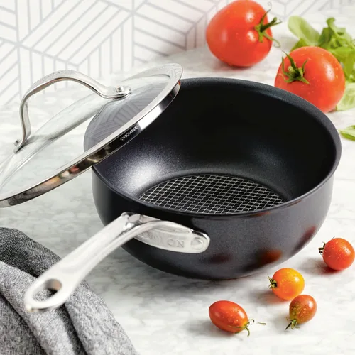 Miniatura 14 de Anolon X SearTech - Saucier antiadherente de aluminio con tapa, 2.5 cuartos de galón, gris súper oscuro
