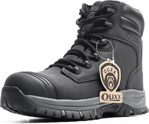 Botas de trabajo para hombre, zapatos con punta de acero y cremallera lateral, resistentes al agua, antideslizantes, a prueba de pinchazos (OX2720)