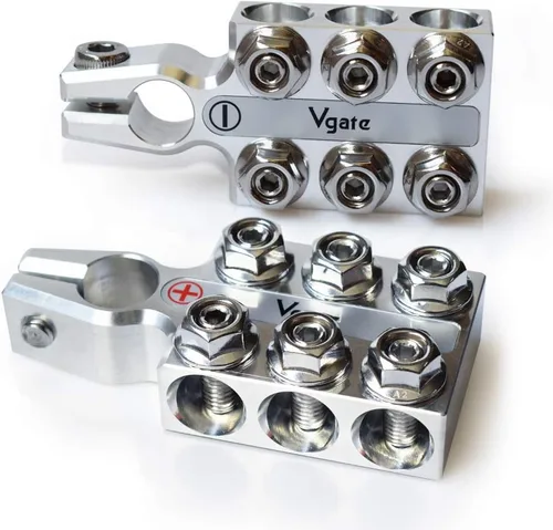 Vgate Abrazaderas de terminal de batería de plomo ácido, calibre 8AWG hasta 4/0 (XL) AWG, conectores de 12 vías, positivo y negativo (+/-) (par)