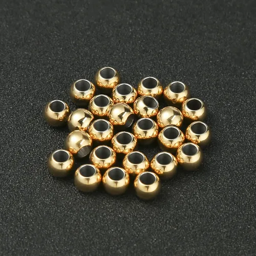 Miniatura 3 de 60 cuentas espaciadoras redondas de acero inoxidable chapadas en oro de 0.079 pulgadas con agujero de 0.079 pulgadas, cuentas sueltas sin costuras