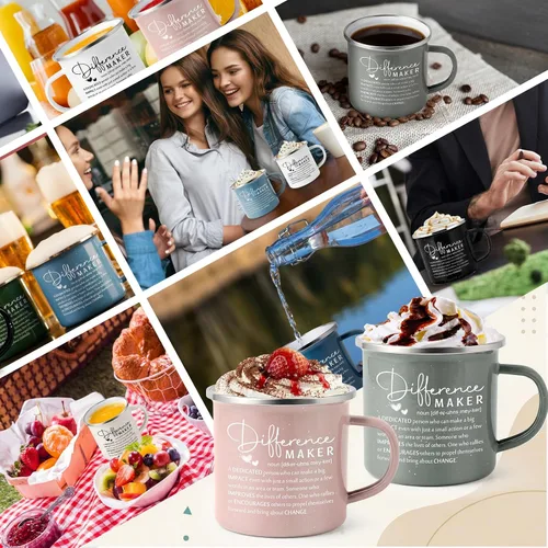 Miniatura 6 de Norme 10 tazas inspiradoras a granel para hacer diferencias, regalos de agradecimiento a los empleados, tazas de café esmaltadas de 12 onzas