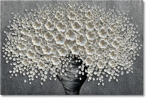Miniatura 18 de Epicler art Pintura al óleo decorativa de flores 3D moradas pintadas a mano, arte de pared decorativo de pared de flores, arte moderno, sala