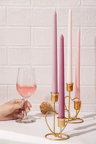 Miniatura 2 de Viyffo - Velas cónicas de 12 pulgadas rosa con un toque púrpura, juego de 4, sin aroma, inodoras, largas y altas, para candelabros, velas cónicas