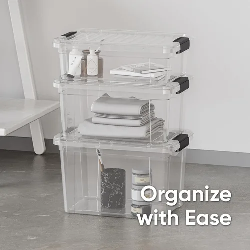 Miniatura 5 de Superio Contenedor de plástico transparente de 7.4 cuartos con tapa, no tóxico, sin BPA, sin olor, caja de almacenamiento organizadora, recipiente