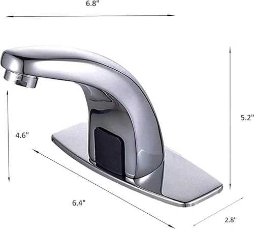 Miniatura 3 de Grifo de lavabo de baño Sensor automático de temperatura sin contacto, montaje en cubierta comercial, latón macizo, activado por movimiento, bañera