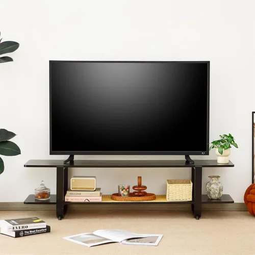 Miniatura 3 de Soporte de TV de bambú para televisores de hasta 65 pulgadas, centro de entretenimiento con almacenamiento, mesa consola multimedia con estante