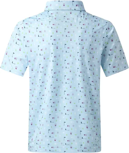 Miniatura 4 de DEOLAX - Camisetas polo de manga corta para hombre, diseño estampado de moda que absorbe la humedad, para golf