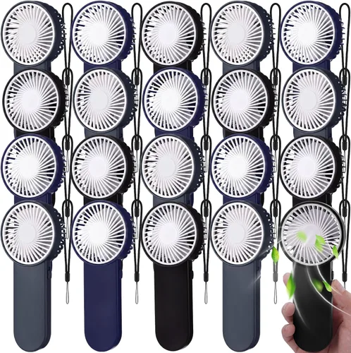 Miniatura 13 de Sumind 6 unidades de pequeño ventilador portátil personal pequeño a granel de 1 velocidad eléctrico lindo alimentado por batería para el cuello