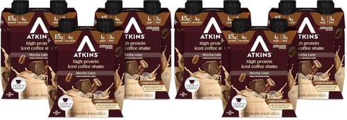 Atkins - Batido proteico de café moca helado, 0.53 onzas de proteína, bajo índice glucémico, 0.14 onzas de carbohidratos netos, 0.03 onzas de