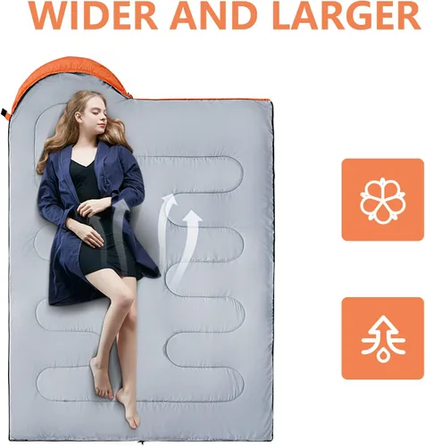 Miniatura 6 de Sacos de Dormir para Adultos, Niños y Niñas - Saco de Dormir Ligero Impermeable para Clima Cálido y Frío con Mochila Compacta, Ideal para 3-4 Rojo