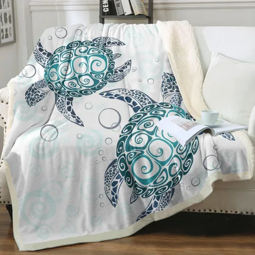 Miniatura 17 de Sleepwish - Manta de vellón de tortuga para niños, niñas y niños, de felpa suave, color teja y turquesa, sherpa, para sofá o silla, tamaño bebé