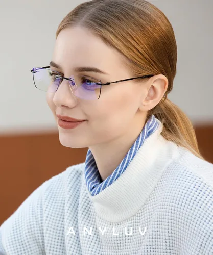 Miniatura 2 de ANYLUV Rimless Blue Light Glasses for Women/Men, Fashion Lightweight Blue Light Blocking Glasses with Stylish Metal Temples