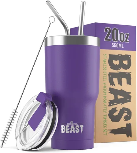 Miniatura 18 de Beast Vaso Térmico de 30 oz de Acero Inoxidable con Aislamiento al Vacío para Café y Hielo de Doble Pared Termo de Viaje (Rojo Arándano)