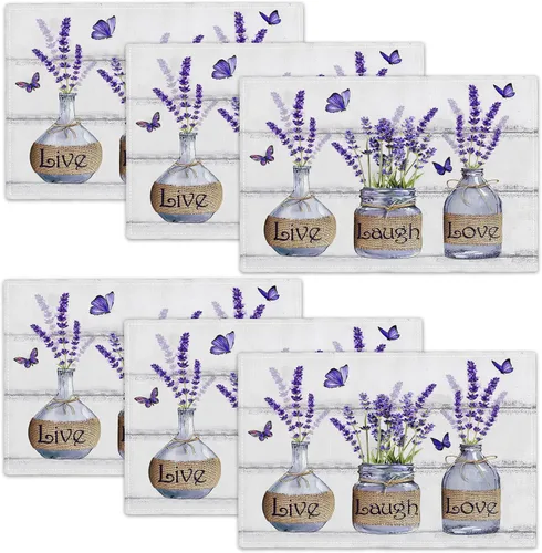 Miniatura 29 de Juego de 4 manteles individuales con diseño de flores y rosas, manteles individuales lavables para decoración del hogar, fiesta, interior, cocina