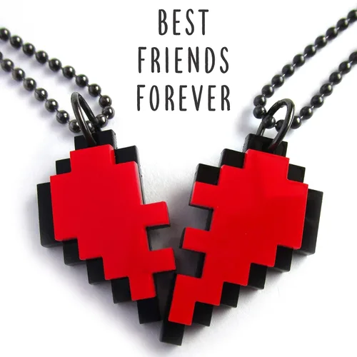 Miniatura 5 de BFF - Juego de collar de corazón de píxeles de la amistad, juego de 2 collar de corazón de 8 bits para el día de San Valentín