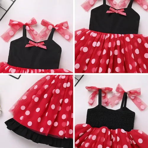 Miniatura 3 de Vestido tutú para niña, sin mangas, fruncido, vestido de verano con lentejuelas brillantes, lunares, estrellas, princesa, vestido de tul