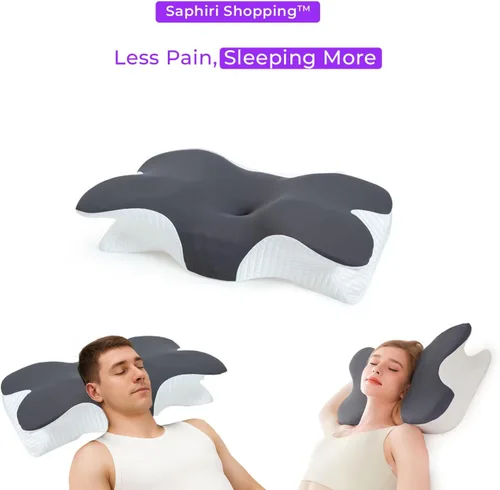 Miniatura 9 de Ergo - Almohada cervical para el cuello, almohada de espuma viscoelástica con doble altura, funda lavable transpirable, soporte de cuello y hombros